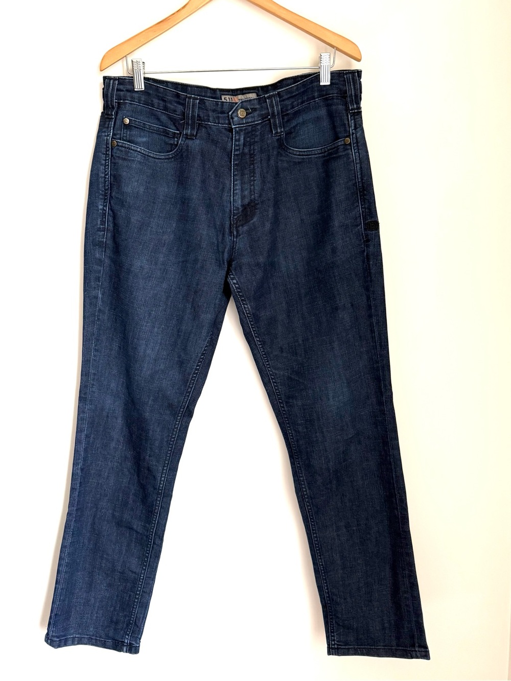 Men’s 5.11 Tactical Dark Wash Durable Utility Denim Straight Leg Jeans, 34x32